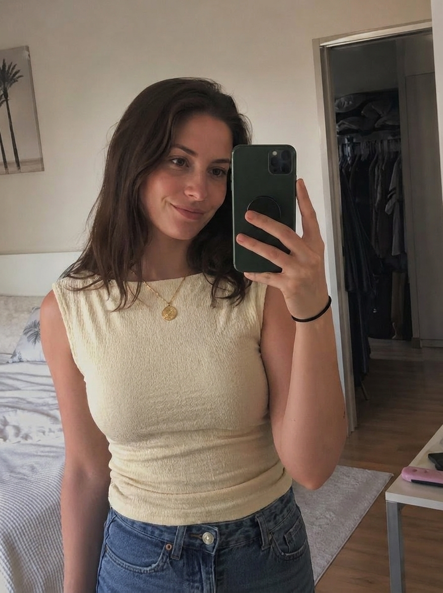 FitCheck try-on result for the yellow clothing item